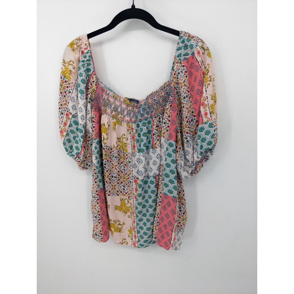 Democracy Multicolor Patchwork Blouse - image 2